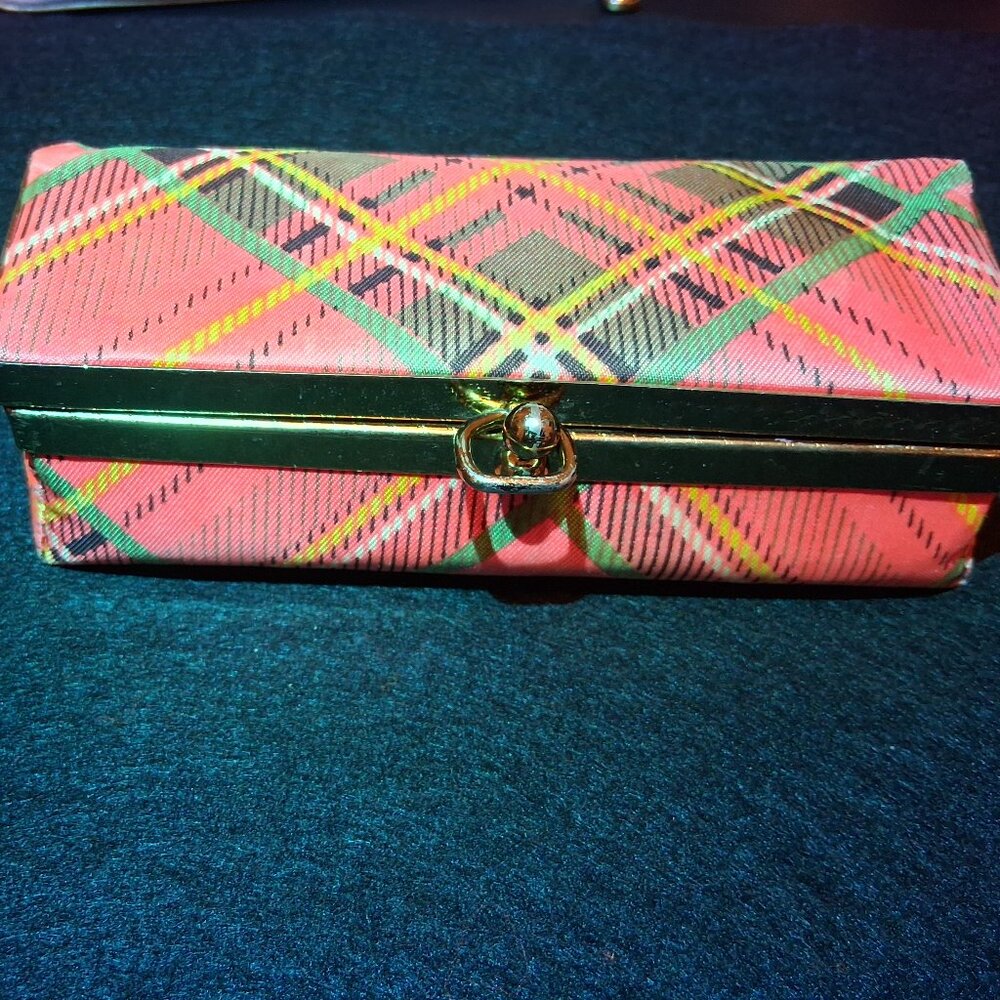 1960s Plaid Tartan Clutch – Vintage Mod Wallet with Metal Clasp - Multicloro - Picture 5 of 9
